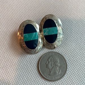 Silver and turquoise and lapis earrings